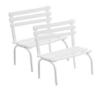 HOOTNEE 2Pezzi Mini Panchine in Miniatura Senza Braccioli in Ferro Bianco per delle Bambole, per Scene Creative e Modelli di Sabbia