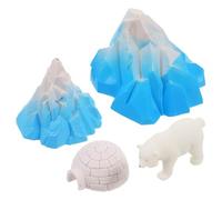 HOOTNEE 4 pezzi Mini Igloo e Orso Bianco Modelli Realistici Case di Ghiaccio Artiche per Figurine Animali del Nord in Miniatura per Decorazioni Invernali e Diorami