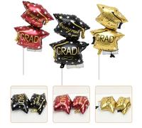 HOOTNEE 6 Palloncini in Alluminio Cappello di Laurea Decorazioni Leggere e Resistenti per Feste di Laurea Set di Palloncini Dorati Rossi e Neri per Pareti Finestre e Ambienti Interni