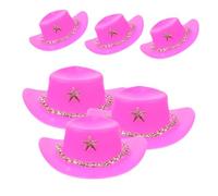 HOOTNEE 6 Pezzi Mini Cappello da Cowboy Mini Cappelli da Cowgirl per Le Bevande Le Bambole Vestono Il Cappello Mini Cappelli Sostituibili Cappello Minuscolo Piccolo Cappello Plastica ROSEO