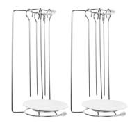 HOOTNEE Acciaio Inox Supporto per Spiedini da Barbecue 2 Set, Portatile | Smontabile e Facile da Montare, Vassoio Raccogli Gocce, per Picnic e Cottura All'aperto