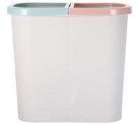 HOOTNEE Bidone della Spazzatura Doppio a Due Scomparti in Plastica Beige Cestino Sottile per Cucina e Bagno Contenitore per Rifiuti Secchi e Umidi Design Aperto senza Coperchio