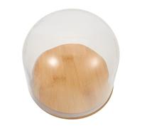 HOOTNEE Campana in Vetro Trasparente con Base in Bambù 15X12 CM Espositore a Cupola per Fiori Eterni Copertura per Dessert e Oggetti da Collezione Protezione Antipolvere per