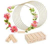 HOOTNEE Centrotavola A Cerchio da 30 Cm in Metallo con Base in Legno Cerchi per Fiori E Lavori Artigianali Anelli per Ghirlande con Finiture Raffinate