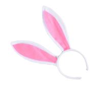HOOTNEE Cerchietto Orecchie da Coniglio in Peluche Bianco e Rosso, Fascia Elastica Fili D’acciaio Modellabili, Accessorio per Costume Pasquale e Feste in Maschera e Adulti