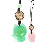 HOOTNEE Ciondoli Volpe in Jade e Nylon 2 Pezzi per Telefono e Borsa | Verde e Rosa, Leggeri e Facili da Portare, Ornamento per Chiavi e Accessori