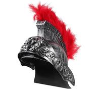 HOOTNEE Elmo da Cosplay Romano Piume Rosse Casco da Soldato Spartano Maschile per Feste e Travestimenti Storici Copricapo Dettagliato per Costume Gladiatore e Centurione