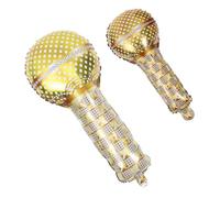 HOOTNEE Palloncini Microfono in Pellicola di Alluminio Dorati Set da 2 1 Piccolo 1 Grande Decorazioni Gonfiabili per Feste di Compleanno Adatti per Pareti Porte e Foto Ricordo