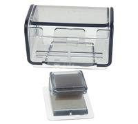 HOOTNEE Portaspazzolino da Parete con Coperchio 4 Pezzi Grigio Adesivo senza Foratura Supporto Doppio Alloggiamento per Spazzolino Elettrico e Clip Spremi Tubetto Dentifricio per Bagno