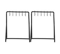 HOOTNEE Set 2 Mini Appendiabiti per Bambole con 6 Grucce in Plastica Nera, Accessori per Guardaroba Casa delle Bambole, Organizer Salvaspazio per Vestiti in Miniatura, Gioco Creativo