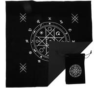 HOOTNEE Set 2 Pezzi Tovaglia da Tavolo per Tarocchi 50x50cm in Velluto Nero Sacchetto Coulisse per Carte e Accessori Divinazione, Borsa Portagioielli Resistente per Giochi e Rituali