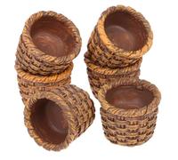 HOOTNEE Set 6 Pezzi Mini Cestini in Resina per Casa delle Bambole Cestini Portaoggetti Piccoli per Decorazione Micro-Paesaggistica e Accessori Miniature per Scrivania