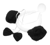 HOOTNEE Set Costume da Panda per Cerchietto Orecchie di Peluche Fiocco e Coda Decorativa per Cosplay Feste a Tema Zoo e Giungla Accessori Costume Animale Comodi e Resistenti