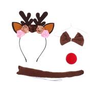 HOOTNEE Set Di Costume Da Renna Per Ragazze Include Fascia Per Chioma Con Palchi Rudolph Cravatta Al Collo Con Naso Rosso E Coda Per Accessori Cosplay Da Cervo