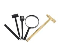 HOOTNEE Set di Strumenti per Scavi Archeologici 6 Pezzi per Mini Martello in Metallo, Pale per Scavare e Lente D’ingrandimento, Kit Educativo per Scoperta di Gemme e Fossili, Giocattolo