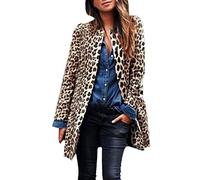 HOOUDO 2018 Selvaggio Cappotto Lungo della Stampa del Leopardo del Cardigan del Cappotto del Vento del Nuovo di Inverno Caldo Sexy del Leopardo delle Donne (XL, Marrone)