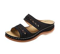 HOOUDO Sandali Con Zeppa,Sandali Zeppa Donna Estive,Scarpe Camminata,Scarpe Senza Lacci,Ciabatte Ortopediche,Ciabatte Spugna,Gioiello Tacco Alto,Con Tacco Bianche