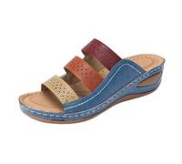 HOOUDO Sandali Sportivi Donna Estivi,Sandali Donna Estive Con Tacco,Scarpe Estive,Scarpe Ortopediche,Ciabatte Piscina,Ciabatte Piscina,Blu Con Tacco E Plateau,Estive Eleganti Oro