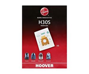 Hoover H30S Sacchetti Purefit, Nylon a triplo strato, 5 pz - Originale | Compatibili con Télios, Tèlios Plus, Arianne, Octopus, Discovery; 20x17x6 cm; sigillo igienico, alta capacità, montaggio rapi