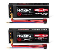 HOOVO 2 pezzi 2S batteria LiPo 7.4 V 80C 5200 mAh custodia rigida per batteria RC con connettore a T per RC auto barca camion Truggy RC Hobby