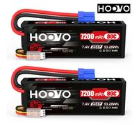 HOOVO 2 Pezzi 7.4V RC LiPo Batteria EC5 Spina 7200mAh 80C RC Batteria Custodia Rigida per RC Auto Camion Heli Aereo Barca Elicottero Drone