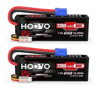 HOOVO 2S LiPo Batteria 7.4V 7200mAh 80C Custodia rigida per batteria RC con spina EC5 Batteria di ricambio per auto RC Camion Heli Aereo Barca Elicottero RC Auto Camion Slash Buggy (2 confezioni)