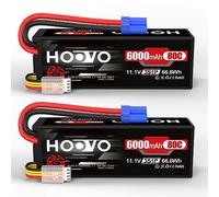 HOOVO Batteria Lipo 3S 11.1V 6000mAh 80C Batteria RC Custodia Rigida con Spina Connettore EC5 per Veicoli RC in Scala 1/8 1/10 Auto Camion Barche 2 Pacchi