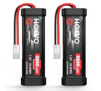 HOOVO di 2 batterie di ricambio NiMH da 7,2 V, 3600 mAh, 6 celle | Per auto radiocomandate, aereo, elicottero, barca, buggy, modellismo, auto, aereo, giocattolo, ricaricabile, riutilizzabile
