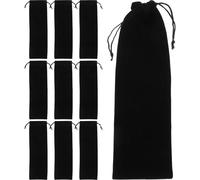 HOOWIFFY 12pezzi Sacchetti in Velluto Nero con Coulisse Porta Posate e Bacchette per Sushi Borsa Piccola e Leggera per Conservazione Forchette Coltelli Cannucce Uso Banquetto e Picnic
