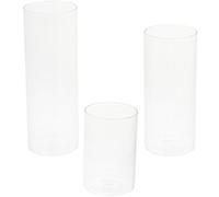 HOOWIFFY 3pezzi Portacandele in Vetro Trasparente con Paralume Cilindro Canna Candelabri Resistenti al Vento per Candele Lunghe Decorativi per Cenone Feste Matrimoni