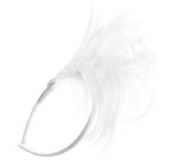 HOOWIFFY Cerchietto Piume Bianche per Donna, Accessorio per Chioma Comodo e Antiscivolo, per Feste e Cerimonie come Matrimonio o Party