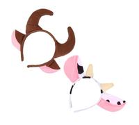 HOOWIFFY Fascia per Chioma Corna di Mucca 2 Pezzi in Plastico e Poliestere, Accessori per Chioma Comodi e Misteriosi e Adulti, per Cosplay e Feste
