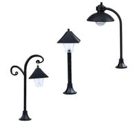 HOOWIFFY Lampione in PVC Nero 3 Pezzi Batterie Incluse, Decorazione Pratica per Giardinaggio e Mini Paesaggi, Luci da Esterno per Addobbi Natalizi
