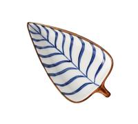 HOOWIFFY Piatto per Snack in Materiale Ceramico Forma di Foglia Blu, Servizio Uniforme e Creativo per Ricette e Contorni in Cucina Riutilizzabile