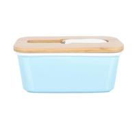 HOOWIFFY Porta Burro in Ceramica con Coperchio Spatola Inclusa Contenitore Ermetico Rettangolare per Burro e Formaggi Salvaspazio per Frigorifero e Cucina