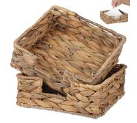 HOOWIFFY Porta Tovaglioli Intrecciato in Paglia 2 Pezzi, Resistente e Stabile da Tavolo, Design Rustico Semplice per Caffè e Feste