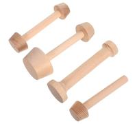HOOWIFFY Pressa per Crostate in Legno Doppio Lato Set 4 Pezzi Impugnatura Ergonomica per Dolci Fai da Te Crostata All'uovo e Mini Cheesecake Utensile da Cucina per Cottura Quotidiana