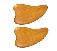 HOOWIFFY Raschietto Gua Sha in Legno 2 Pezzi per Massaggi Viso e Corpo, Piastra Raschiante Compatta e Portatile per Terapia dei Meridiani, Adatta a Schiena, Collo, Gambe e Mani