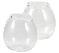 HOOWIFFY Set 2 Pezzi Mini Caraffa per Latte in Vetro Trasparente da 20ml Beccuccio e Manico, Superficie Liscia e Design Semplice per Ristorante e Caffetteria