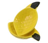 HOOWIFFY Set 2 Pezzi Piatti in Ceramica Gialli Design Ispirato alla Frutta, Piatti da Condimento Eleganti Finitura Liscia e Dimensioni Salvaspazio, per Snack e Antipasti