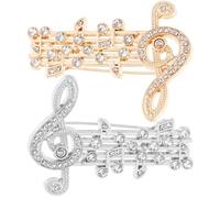HOOWIFFY Spilla Donna Elegante e Vivace, per Outfit Quotidiani 2 Pezzi Note Musicali in Lega Cristalli e Accessori come Borse o Cappelli