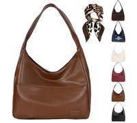 HOPASRISEE Ooomay Borsa, Ooomay Maya Borsa Tote in Pelle Vegana, Impermeabile, Grande Capienza, Borsa Tote Da Donna Morbida, Vintage Casual Semplice, Ideale per L'uso Quotidiano (Brown)