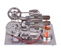 HOPBLOCK Modello di motore Stirling, doppio cilindro di riscaldamento a doppia potenza, motore Stirling, motore sterling, giocattolo educativo