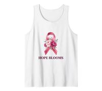 Hope Blooms Acquerello Nastro Rosa Cancro al Seno Floreale Canotta