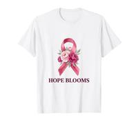 Hope Blooms Acquerello Nastro Rosa Cancro al Seno Floreale Maglietta