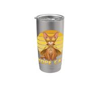 Hope Cat Devon Rex Nastro Giallo Consapevolezza del cancro infantile Bicchiere termico in acciaio inox doppia parete