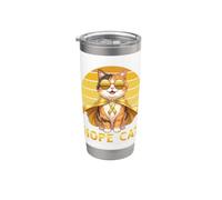 Hope Cat Manx Nastro Giallo Aiuto per la consapevolezza del cancro infantile Bicchiere termico in acciaio inox doppia parete