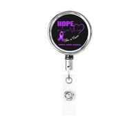 Hope for A Cure Consapevolezza del cancro allo stomaco Bobina porta badge in metallo resistente, porta badge retrattile con clip da cintura per portachiavi Porta badge Insegnante dipendente