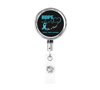 Hope for A Cure Consapevolezza del cancro cervicale Bobina porta badge in metallo resistente, porta badge retrattile con clip da cintura per porta badge identificativo dipendente insegnante