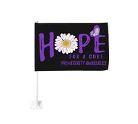 Hope For A Cure - Fermaglio per finestra con fiore per auto, per la consapevolezza della prematurità, decorazione con protezione solare, 12 x 18 pollici, striscione bifacciale per camion